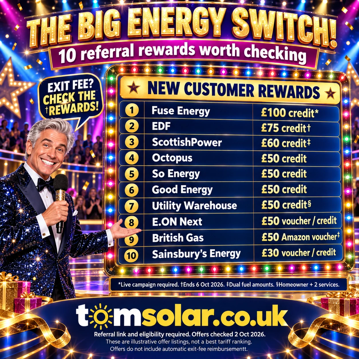 Game-show leaderboard featuring ten energy referral rewards