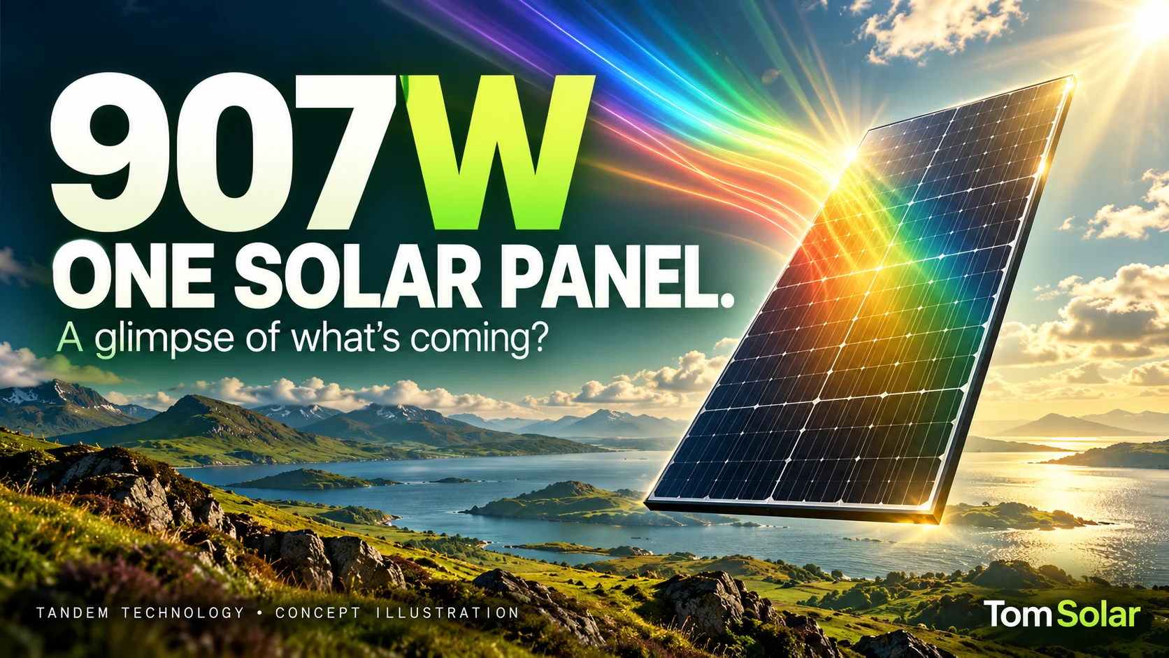 907W from one solar panel: tandem technology concept illustration